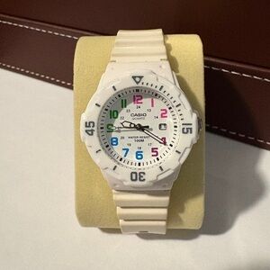 Casio Women’s White/Cream Watch with Colorful Dial